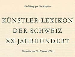 Archives du Schweizerisches K&#252;nstlerlexikon